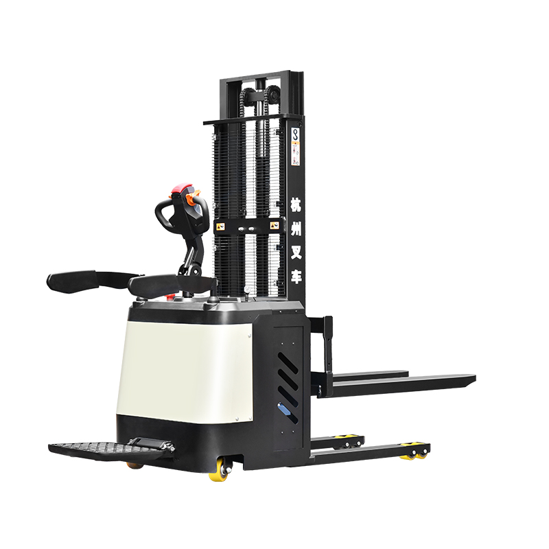2 tan Stand-on Electric Pallet Stacker mengangkat 3m
